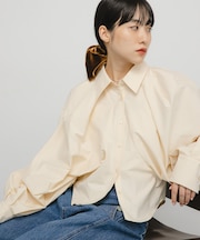 ボリュームスリーブクロップドシャツ