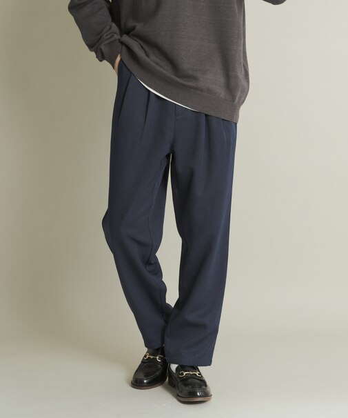 ウールライクダブルタックテーパードパンツ