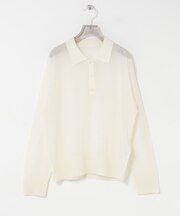 ヘアリーポロ衿付きニット