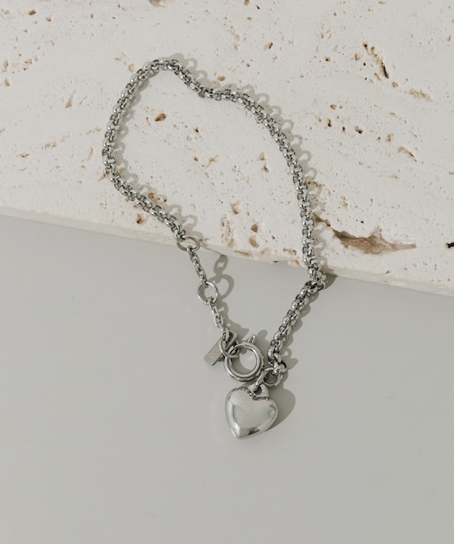 ステンレスハートチャームブレスレット