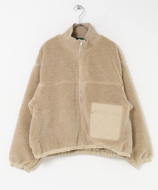 LACOSTE　リブニットスタンドカラーボアジャケット