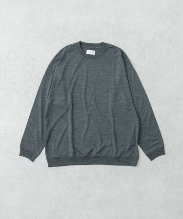 new basic　WASHABLE MERINO WOOL CREW-NECK