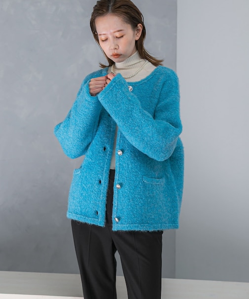 『WEB／一部店舗限定』ウール混ブークレニットジャケット