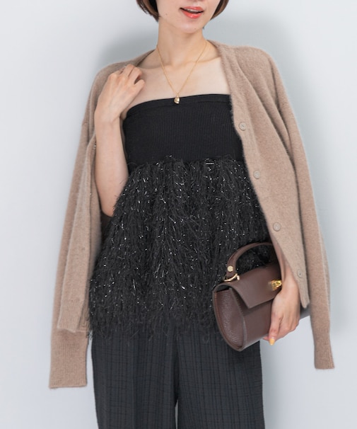 フェザーフリンジニットビスチェ