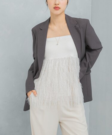 フェザーフリンジニットビスチェ