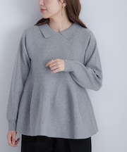 『WEB限定』襟付きペプラムニットプルオーバー