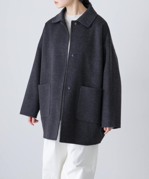 かぐれ　ウールステンカラーショートコート　チャコール　タグ付き　アーバンリサーチ ウールステンカラーショートコート｜アーバンリサーチの通販｜&mall