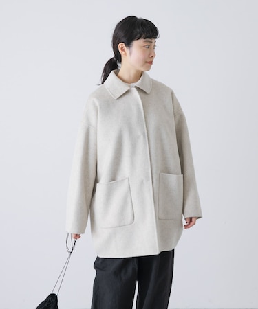 ウールステンカラーショートコート