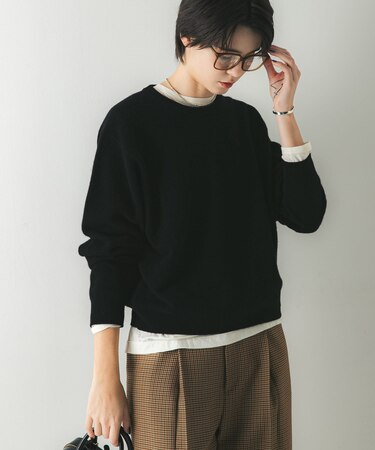 ウール100 クルーネックソフトニット