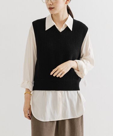 ウールカシミヤVネックニットベスト