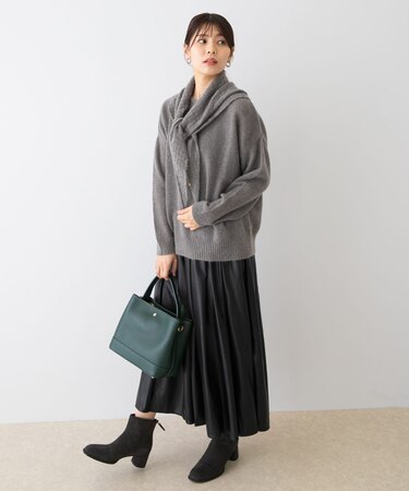 F by ROSSO　ヘアリーニットプルオーバー+ニットスカーフ