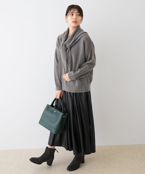 F by ROSSO　ヘアリーニットプルオーバー+ニットスカーフ