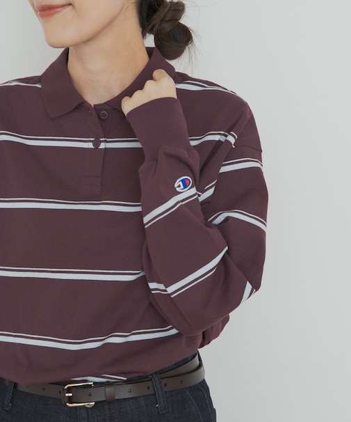 Champion　LONGSLEEVE BORDER POLO
