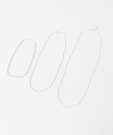 in mood　MULTI BALL CHAIN 3P necklace
