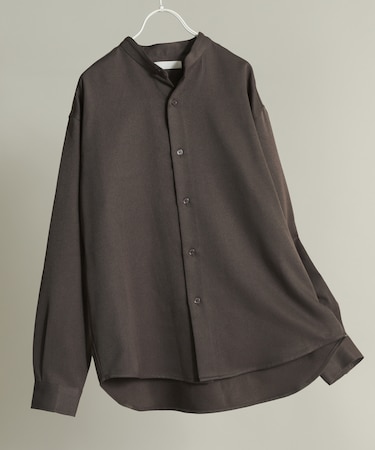 ウールライクバンドカラールーズシャツ