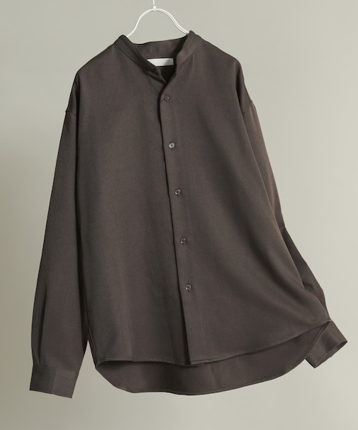 ウールライクバンドカラールーズシャツ