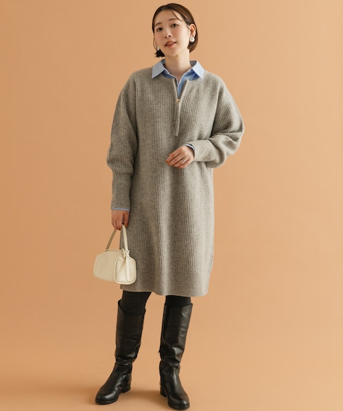 F by ROSSO ハミルトン片畦ハーフZIPミニワンピース｜アーバンリサーチ