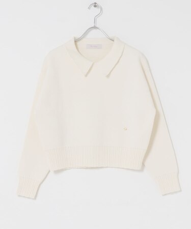 F by ROSSO　コットンカシミヤ衿パールニット