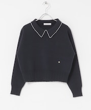 F by ROSSO　コットンカシミヤ衿パールニット