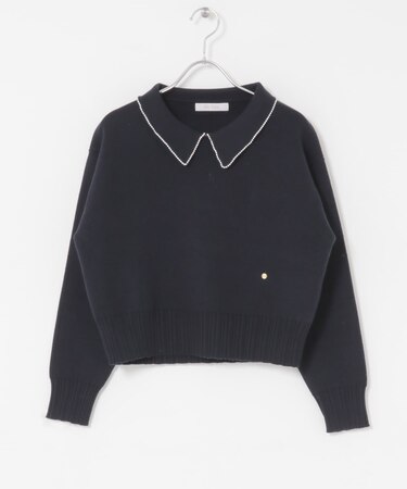 F by ROSSO　コットンカシミヤ衿パールニット