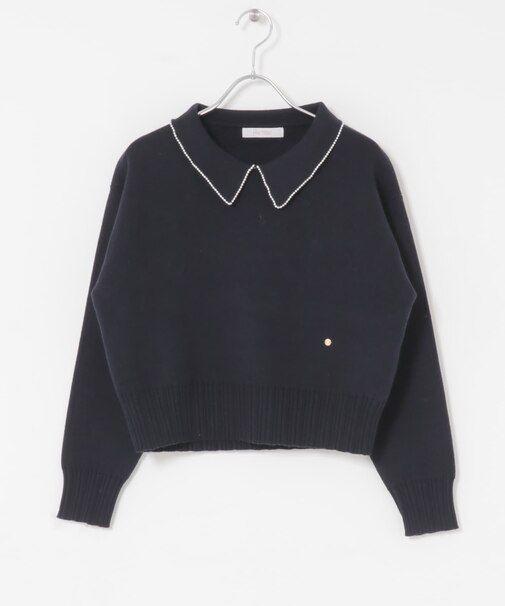 F by ROSSO　コットンカシミヤ衿パールニット