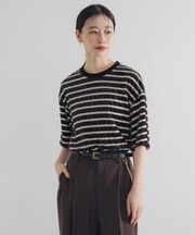 ベロアボーダーカットソー