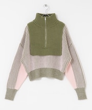 レイヤードハーフZIPニット