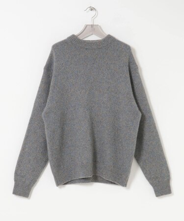 new basic　CASHMERE SILK MOULINE CREW-NECK KNIT