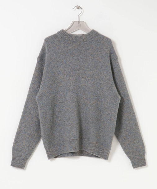 new basic　CASHMERE SILK MOULINE CREW-NECK KNIT