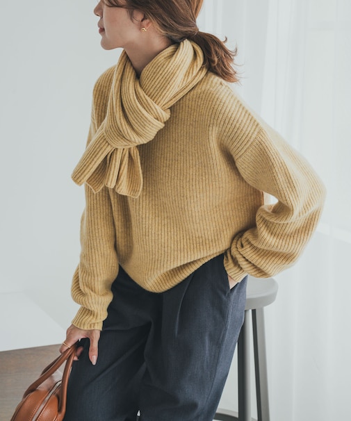 ハミルトンウール畦ボートネックプルオーバー