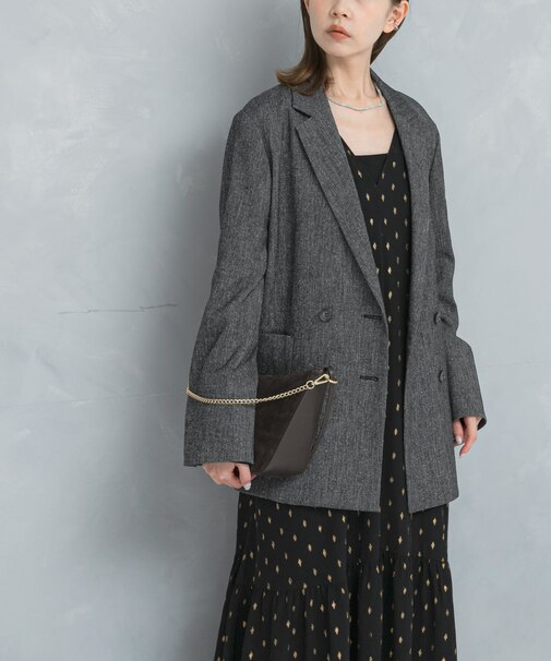 ツイードテーラードダブルジャケット