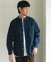 デニムバンドカラーシャツ