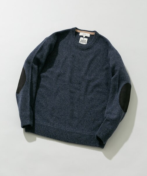 『XLサイズあり』ハミルトンラムズウールエルボーパッチニット