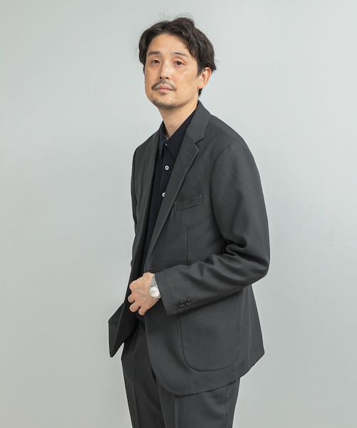 【NAVY】LIFE STYLE TAILOR ウールライクツイルコンフォータブル Wジャケット LIFE STYLE TAILOR ウールライクツイルコンフォータブルジャケット