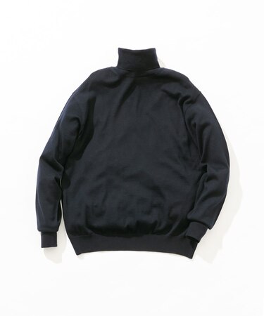 イタリア糸メリノウールタートルネックニット