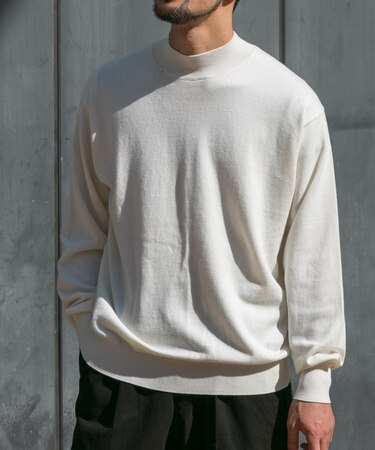 コットンカシミヤモックネックニット