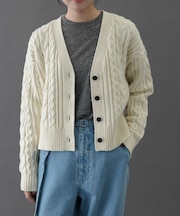 FORK&SPOON ケーブルVネックカーディガン