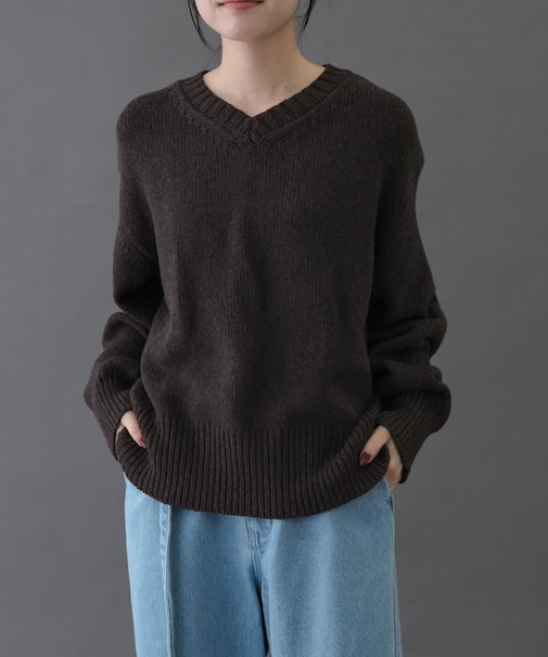FORK&SPOON　Vネックニット