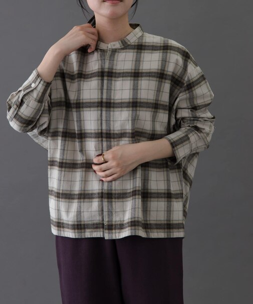 FORK&SPOON　ブラッシュドチェックシャツ