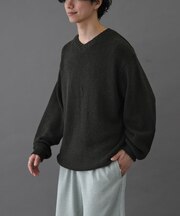 FORK&SPOON　コットンウールVネックニット