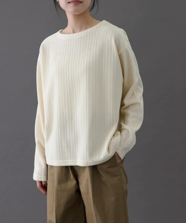 FORK&SPOON　ストライプモールボートネックプルオーバー