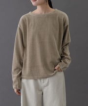 FORK&SPOON　ストライプモールボートネックプルオーバー