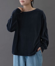 FORK&SPOON　ストライプモールボートネックプルオーバー