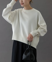 FORK&SPOON ダブルフェイスクルーネックニット