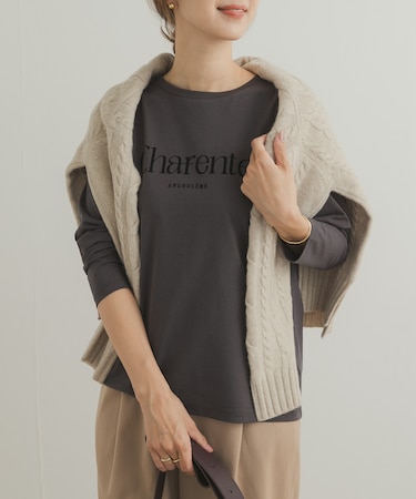 フロッキーロゴプリントロングTシャツ
