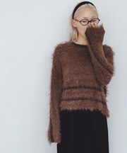 ラインデザインシャギーニット