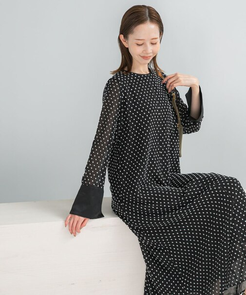 ドットジャガードストレートワンピース