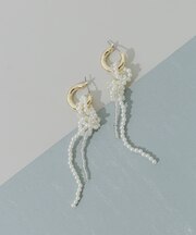 パールノットラリエット2WAYフープピアス