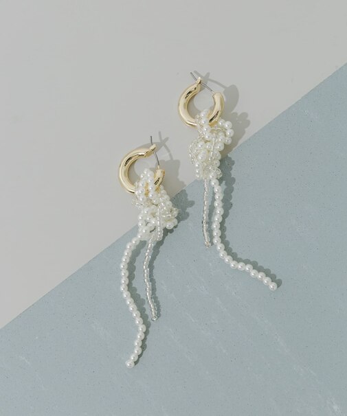 パールノットラリエット2WAYフープピアス