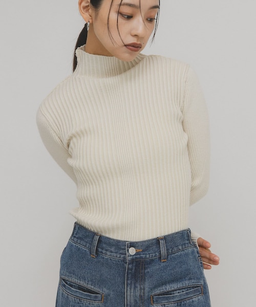 URBAN RESEARCH ROSSO ケーブル フリンジハイネックニット